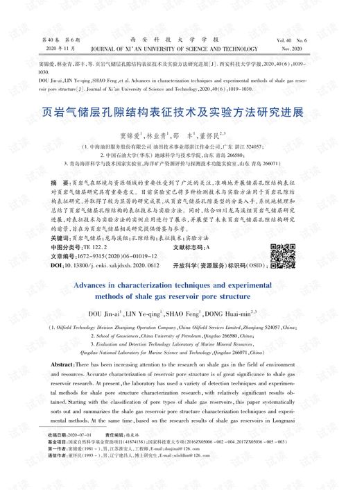 頁巖氣儲層孔隙結構表征技術及實驗方法研究進展 論文